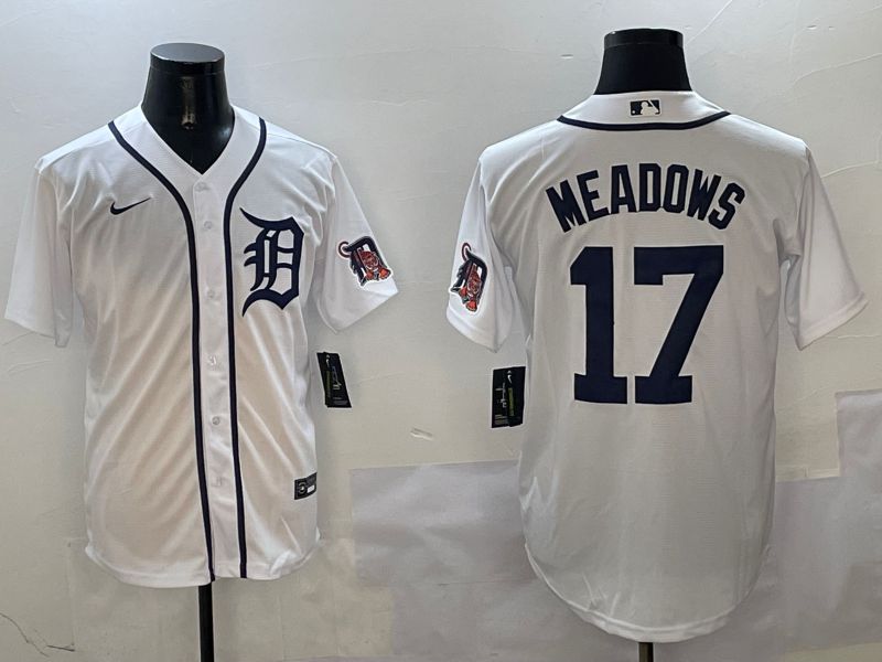 Men Detroit Tigers #17 Meadows White Game 2025 Nike MLB Jersey style 311->detroit tigers->MLB Jersey